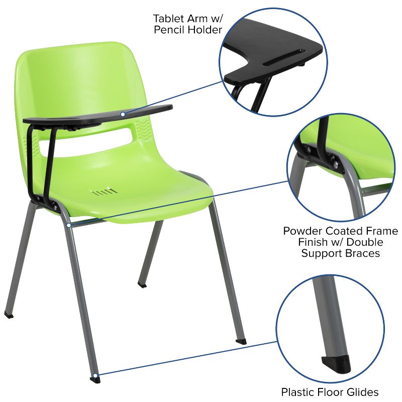 Flash Furniture Ergonomic Shell Chair with Right Handed Flip-Up Tablet Arm, 5 of 13