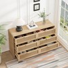 Vynxaria 51.18" Arc Shaped Corner Rattan Cabinet, 6-Drawers Rattan Storage Cabinet Rattan Drawer for Living Room Bedroom, Kitchen, Natural - 2 of 4