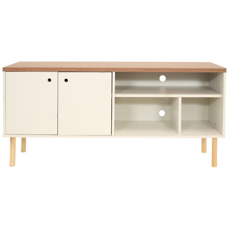 Sunnydaze Indoor Mid-Century Modern TV Stand Console with Side Storage Cabinet and Shelves for 55" TV, 6 of 19