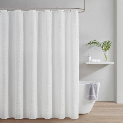 VYNXARIA 72*72"shower curtain with fine woven details,White