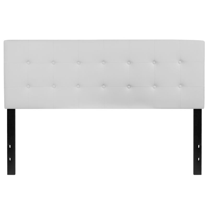 Emma and Oliver Button Tufted Upholstered Queen Size Headboard in White Vinyl, 1 of 10