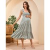 Coolmee Womens Maternity Dress Summer Sleeveless Smocked Square Neck Ruffle Casual Boho Midi Dress Baby Shower Photoshoot - 3 of 4