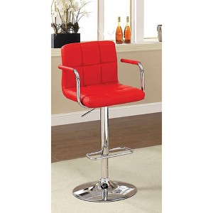 Royal Hampton Swivel Barstool with Square Stitched Details, Red and Silver - 1 of 1