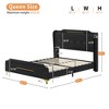 Grungis Wingback Bed Frame with Headboard & Footboard,PU Leather Upholstered Platform Bed with Gold Metal Decor,No Box Spring Needed - 3 of 4