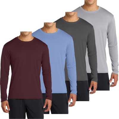 Mafoose 4-Pack Men's Long Sleeve Quick-Dry Performance T-shirts - UPF 50 Sun Protection