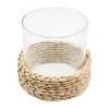 Attop Decorative Hyacinth Hurricane Pillar Candle Holder, Brown - 3 of 4