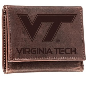 Evergreen NCAA Virginia Tech Hokies Brown Leather Trifold Wallet Officially Licensed with Gift Box - 1 of 1