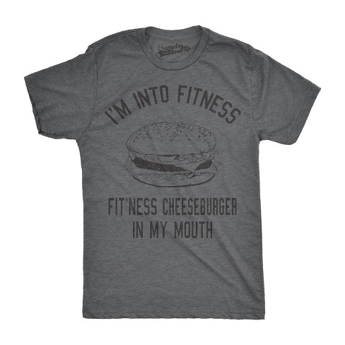 Mens Fitness Cheeseburger In My Mouth Tshirt Funny Junk Food Tee For Guys - Crazy Dog Men's T Shirt - image 1 of 4