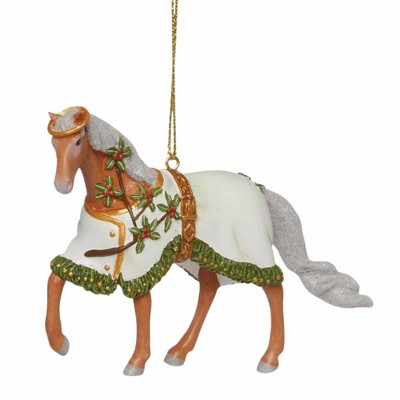 Spirit of Christmas Past White and Gold Resin Horse Ornament