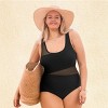 Women's Chic Mesh Inserts Plus Size One-Piece Swimsuit -Cupshe - 4 of 4