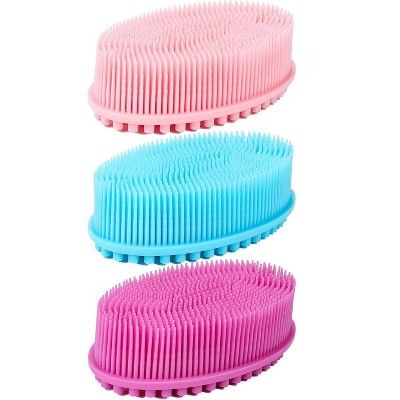 Set of 3 Silicone Body Scrubber Loofah - Set of 3 Soft Exfoliating Body Bath Shower Scrubber Loofah Brush