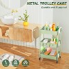 3 Tier Rolling Storage Cart, Metal Trolley Utility Cart with Wheels & Hooks, Easy Assembly - 2 of 4