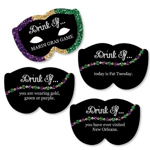 Big Dot of Happiness Drink If Game - Mardi Gras - Masquerade Party Game - 24 Count - 1 of 4