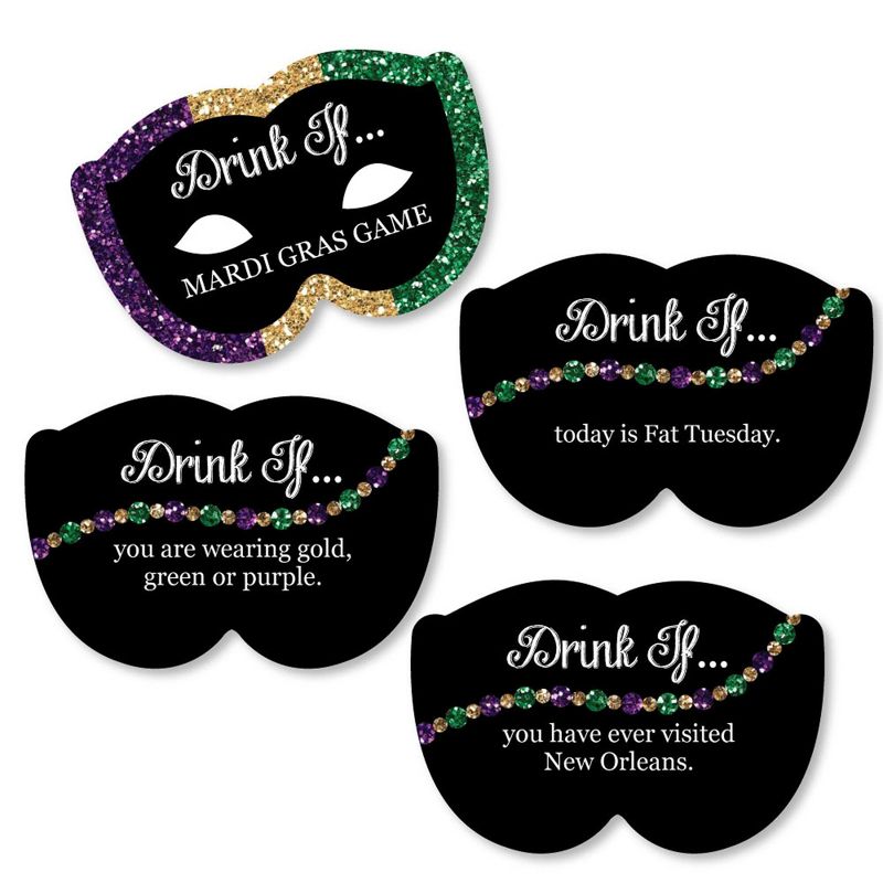 Big Dot of Happiness Drink If Game - Mardi Gras - Masquerade Party Game - 24 Count, 1 of 5