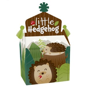 Big Dot of Happiness Forest Hedgehogs - Treat Box Party Favors - Woodland Birthday Party or Baby Shower Goodie Gable Boxes - Set of 12 - 1 of 4