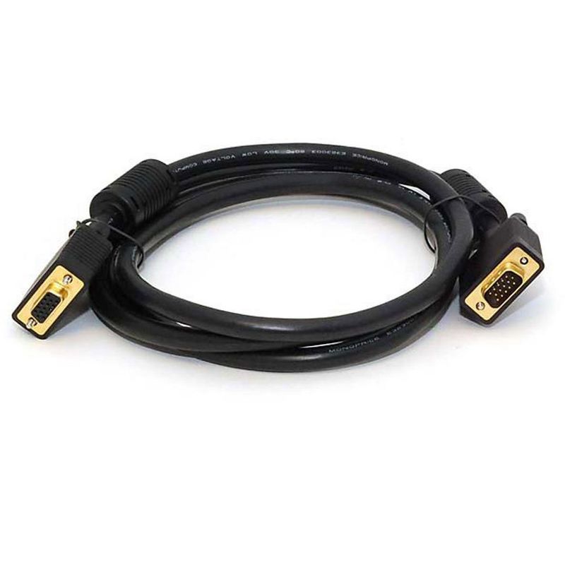 Monoprice Super VGA Extension Cable - 6 Feet - Black | Male to Female Monitor Cable with Ferrite Cores (Gold Plated), 1 of 4