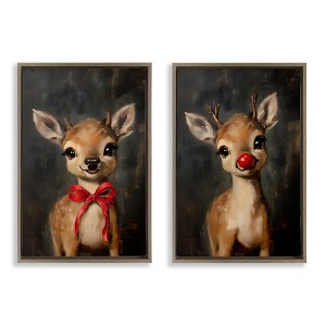 Stupell Industries Baby Reindeer Characters 2pc Floating Frame Art Set - 1 of 4
