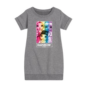 - Rainbow High - Rainbow Sparkle Box Graphic Short Sleeve Fleece Dress - 1 of 4
