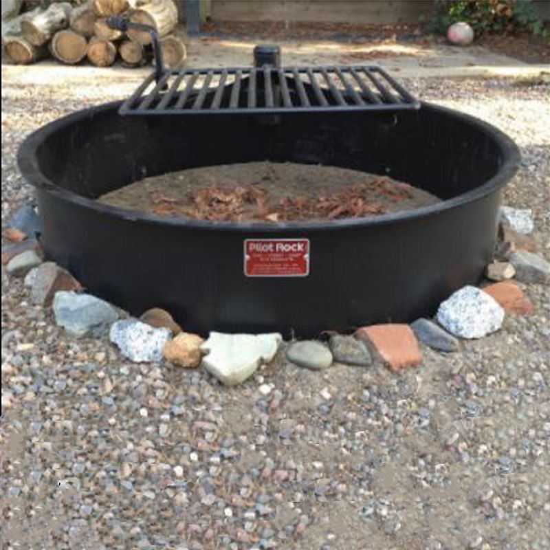 Pilot Rock 30 Inch Heavy Duty Steel Ground Fire Pit Ring Insert Liner and Metal Cooking Grate for Grilling, Camping, and Backyard Bonfires, Black, 4 of 6
