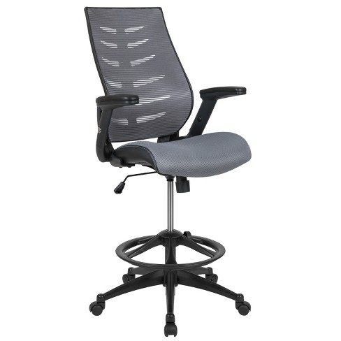 Emma And Oliver High Back Dark Gray Mesh Ergonomic Drafting Chair With Adjustable Flip up Arms Target