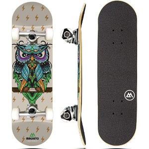 Magneto Skateboard | Maple Wood | ABEC 5 Bearings | Double Kick Concave Deck | For Beginners, Teens & Adults (Wise Owl) - 1 of 4