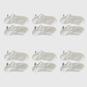 Anna-Kaci Women's 6pk Cotton White No - Show Socks with Smiley Face Embroidery - 1 of 3