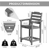Tall Adirondack Chairs Set of 2 with Connecting Tray, 24 inches HDPE Bar Height Outdoor Chairs, All Weather Resistant for Balcony, Porch, Kitchen - 4 of 4