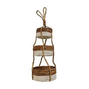 Essential Decor & Beyond 44" 3-Tier Hanging Rattan and Wicker Storage Basket Decorative Accent - 1 of 1