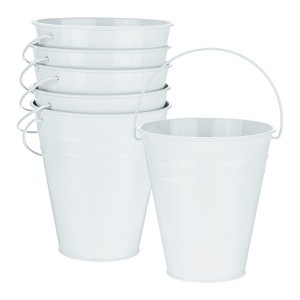 Unique Bargains Galvanized White Decorative Rustic Metal Bucket 4.7 x 5.1 Inch 6 Pcs - 1 of 4