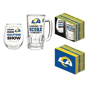 Evergreen Los Angeles Rams, Stemless 17OZ Wine & Beer 16 OZ Gift Set - 1 of 4