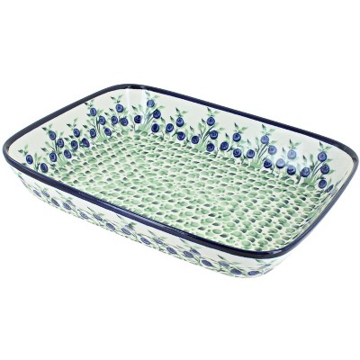 Blue Rose Polish Pottery 370 Zaklady Small Rectangular Baker