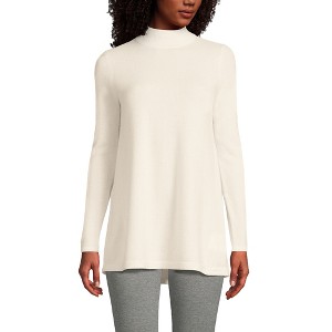 Lands' End Women's Cashmere Mock Neck Swing Tunic Sweater - 1 of 4