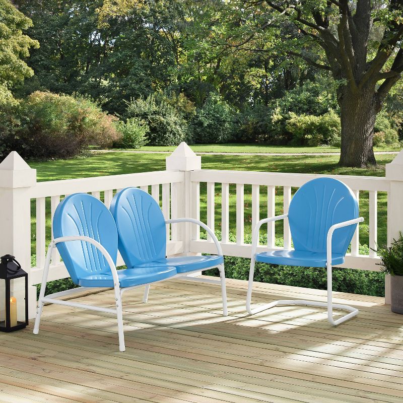 Griffith 2pc Outdoor Seating Set - Blue - Crosley, 5 of 10