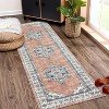 Living Room Rug Washable Vintage Medallion Carpet Non Slip Low Pile Distressed Throw Mat for Dining Room Home Office Decor - 3 of 4