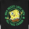 Men's - SpongeBob Squarepants - Who Needs Luck With This Charm Graphic Fleece Sweatshirt - 2 of 4