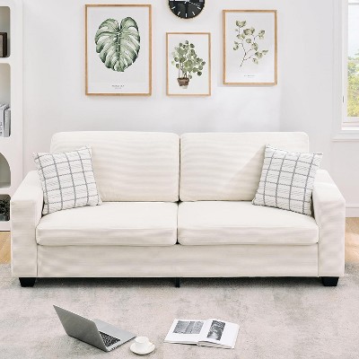 83 Inch Modern Beige Loveseat Sofa, Oversized Deep Seat 2 Seat Couch with Wide Armrest and Plush Backrest, Upholstered Couch, Comfy Cloud Couch for