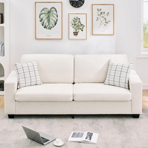 83 Inch Modern Beige Loveseat Sofa, Oversized Deep Seat 2 Seat Couch with Wide Armrest and Plush Backrest, Upholstered Couch, Comfy Cloud Couch for - 1 of 4