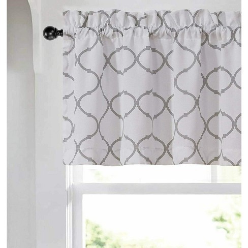 Kate Aurora Shabby Chic White & Gray Trellis Clover Rod Pocket Window Valance - 56 in. W x 15 in. L, White/Gray - image 1 of 2