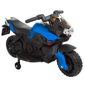 Toy Time Kids Motorcycle - Electric Ride-On with Training Wheels and Reverse Function - Blue - 1 of 4