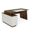 Resenkos Computer Desk, Office Desk, Study Desk,L-Shaped Executive Desk, 70.5" Computer Desk with Cabinet,Brown & White - 4 of 4