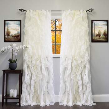 Chic Sheer Voile Vertical Ruffled Tier Window Single Panel Curtain by Sweet Home Collection™