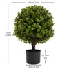 22" Artificial Topiary Ball Tree Set of 2, Faux Potted Evergreen Plant, Fake Shrubs Tree in Pot for Front Porch Backyard Balcony Garden Home Decor - 2 of 4