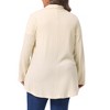 Women's Plus Size Texture Lapel Irregular Hem Long Sleeve Soft Knit Business Causal Open Front Cardigan - Agnes Orinda - 4 of 4
