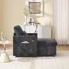 Storage Chaise Lounge Upholstered Accent Chair Lazy Single Sofa Couch Leisure Chair with Phone Stand, Pillow, Side Pocket, Bottom Storage - ModernLuxe - 3 of 4