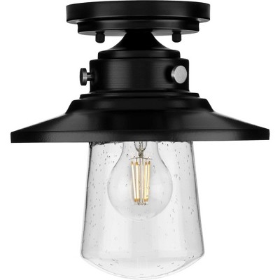 Tremont 9" Stainless Steel Outdoor Semi-Flush Mount Light with Seeded Glass