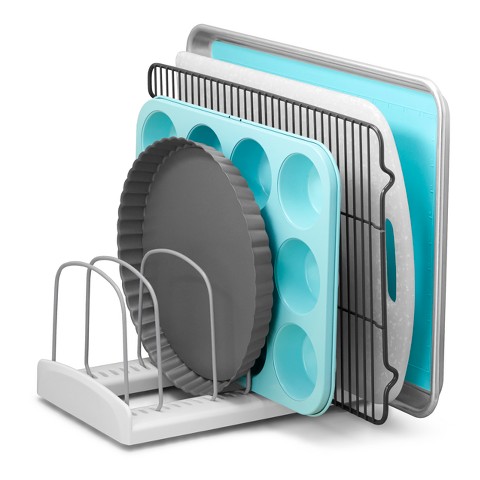 YouCopia StoreMore Bakeware Rack: Non-Slip Kitchen Organizer with Multi-Compartments for Cabinet & Pantry Storage