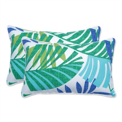 Pillow Perfect Set of 2 Islamorada Outdoor/Indoor Rectangular Throw Pillow Blue/Green