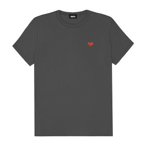 Dalix Pixel Heart Embroidered Lightweight Relaxed Jersey Tee Summer Cute Love Womens - 1 of 4