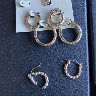 Worn Gold Hoop Post and Hinge Earrings - Universal Thread™ Gold