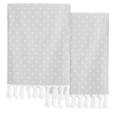 2pc Turkish Cotton Ephesus Pestemal Beach Towel Polka Dot Stone